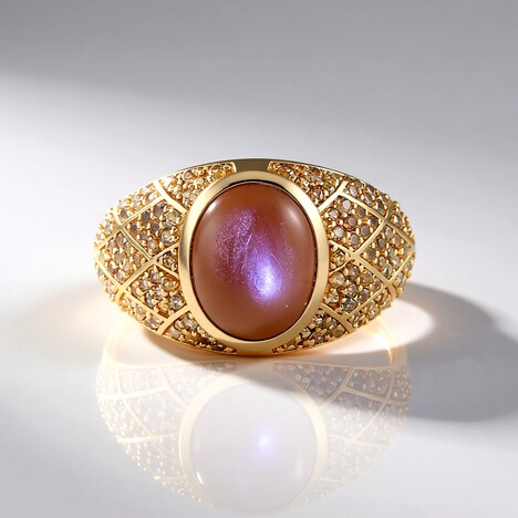 Bague en argent et Pierre de lune chocolat (KM by Juwelo)