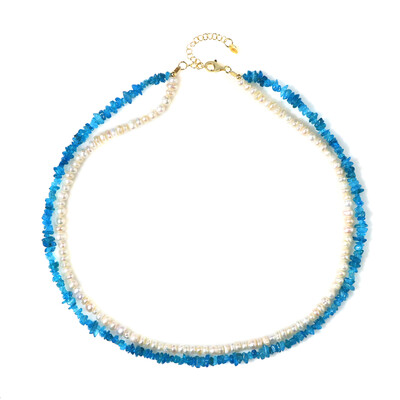 Collier en argent et Apatite bleu néon