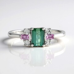 Anello in argento con Tormalina Verde di Benedito (Adela Silber)