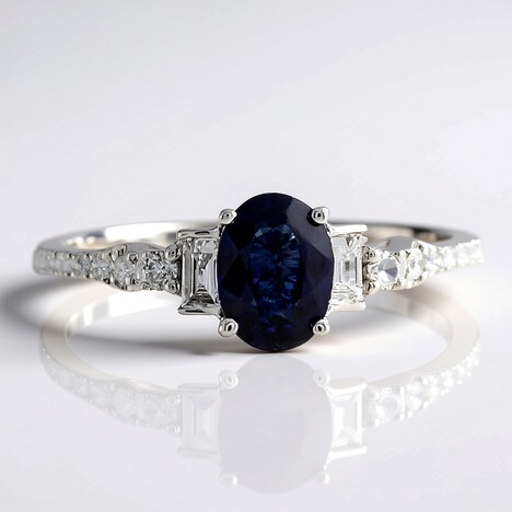 Anello in oro con Zaffiro Ceylon Blu