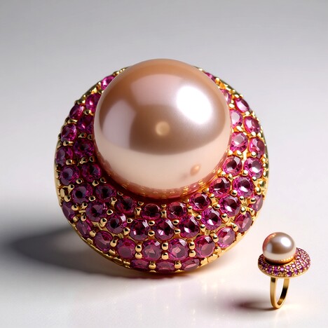 Anello in argento con Perla Ming Porpora (Annette)