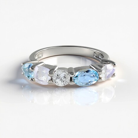 Anello in argento con Pietra di Luna Blu (KM by Juwelo)