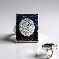 Anello in argento con Agata Glitter Blu