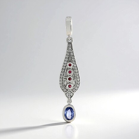 Ciondolo in argento con Zaffiro Ceylon Blu (non riscaldato)