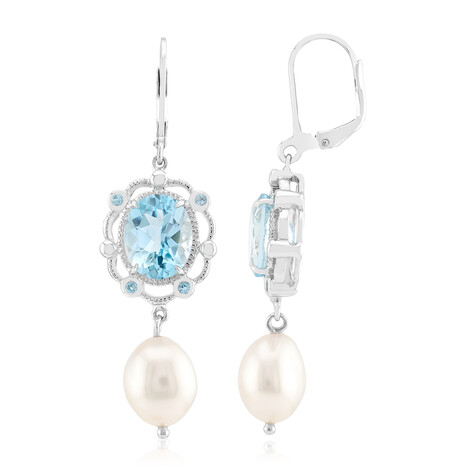 Weiße Süßwasserzuchtperlen-Silberohrringe (TPC)