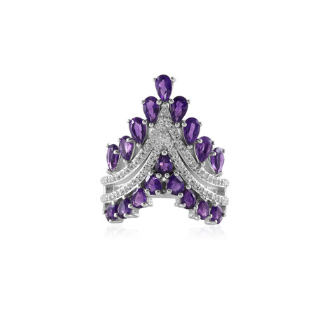 Anillo en plata con Amatista de Zambia