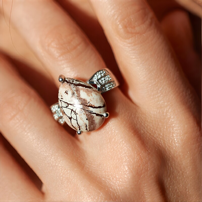 Anillo en plata con Jaspe Sonoran dendritas