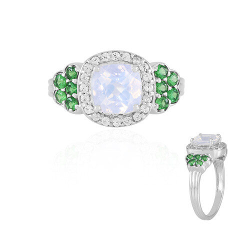 Anillo en plata con Cuarzo azul lunar