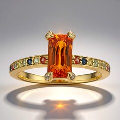 Anello in oro con Zaffiro Arancione Ban Ka Cha