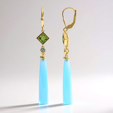 Orecchini in argento con Calcedonio Blu (KM by Juwelo)