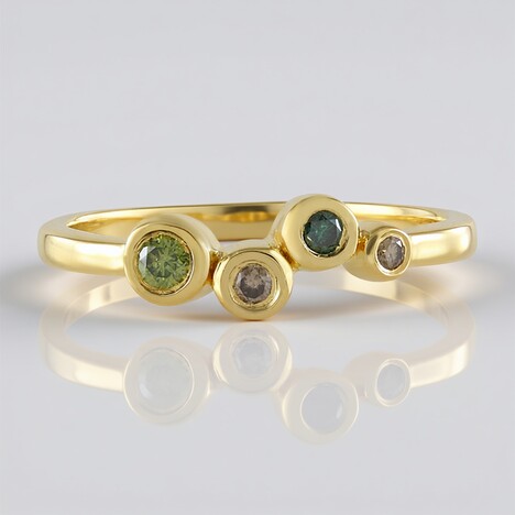 Anello in argento con Diamante Verde I2