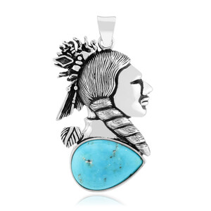 Zilveren hanger met een Blauwe Kingman Mohave Turkoois (Jones Lee)