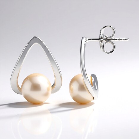 Orecchini in argento con Perla d'Acqua Dolce Bianca (TPC)