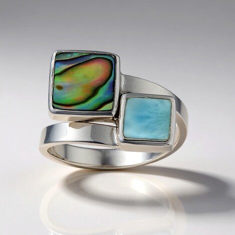 Anello in argento con Conchiglia Abalone (Bali Barong)