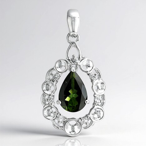 Ciondolo in argento con Tormalina Verde Brasiliana