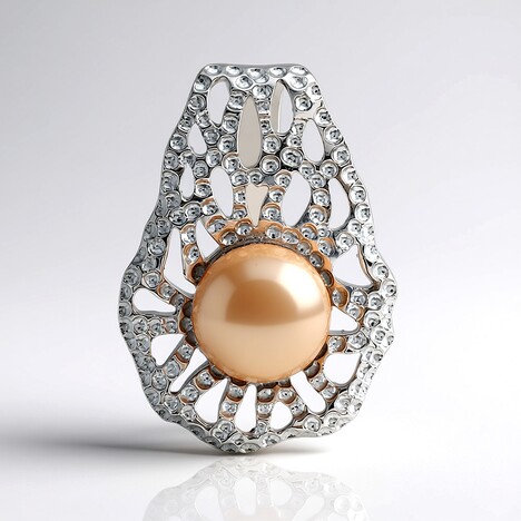 Ciondolo in argento con Perla d'Acqua Dolce Arancione (MONOSONO COLLECTION)