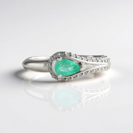Anello in argento con Smeraldo Colombiano