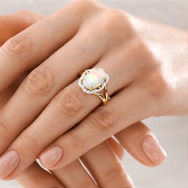 Brasilianischer Weißer Opal-Goldring