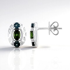 Orecchini in argento con Tormalina Verde Brasiliana (Pallanova)