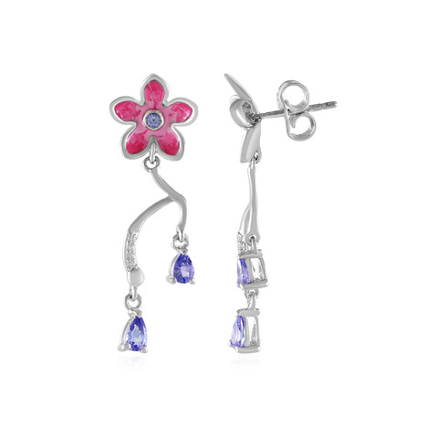 Tansanit-Silberohrringe