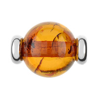Pendentif en argent et Ambre baltique couleur cognac