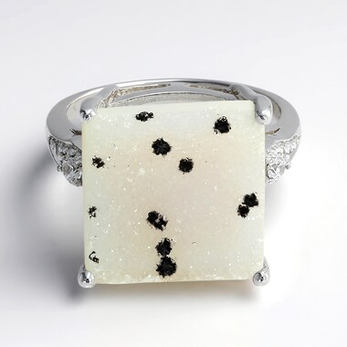 Glitter Agate Silver Ring
