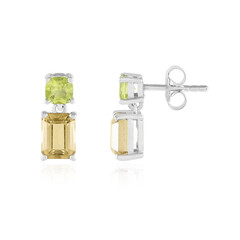 Zilveren oorbellen met champagne kwartskristallen