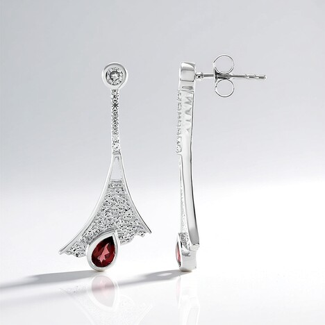 Orecchini in argento con Granato Mozambico (MONOSONO COLLECTION)