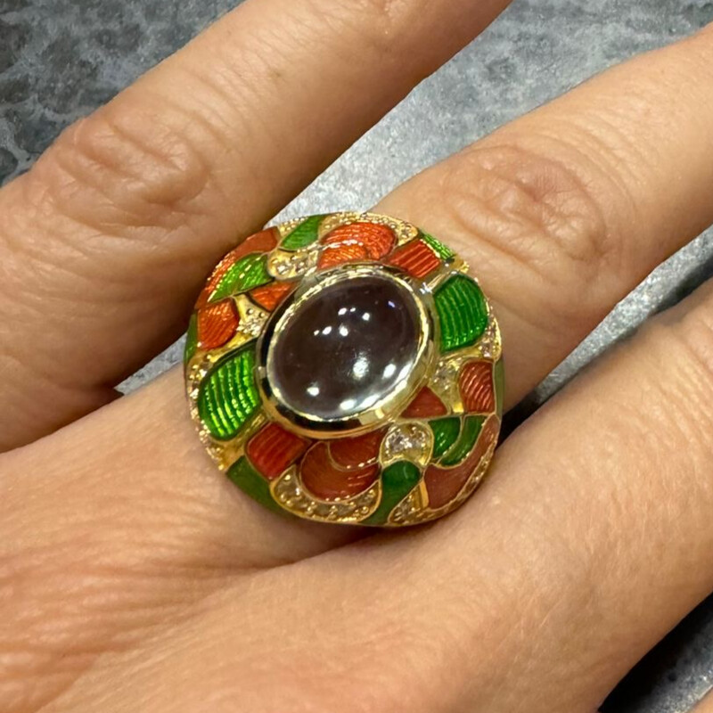 Grüner Amethyst-Silberring (Adela Silber)