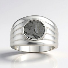 Anello in argento con Meteoriti di Aletai