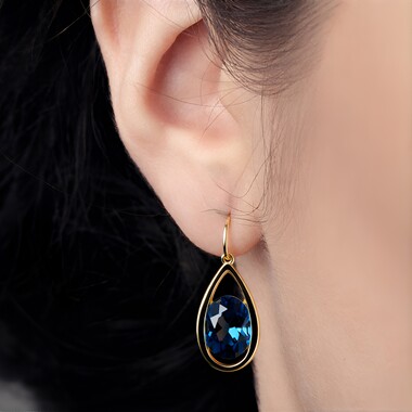 Orecchini in oro con Topazio Blu Londra