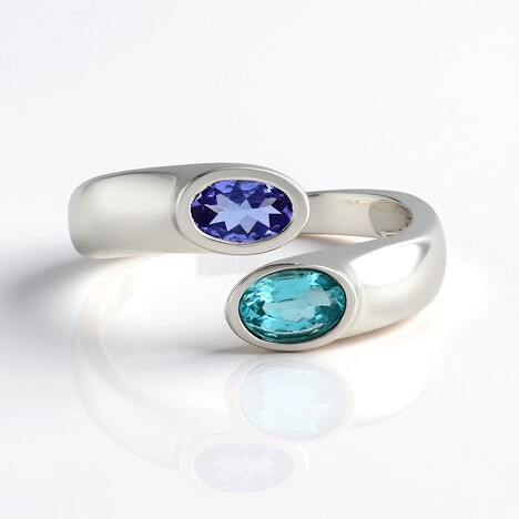 Anello in argento con Apatite Paraiba (KM by Juwelo)