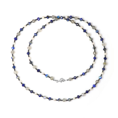 Zilveren halsketting met lapis lazulistenen (Riya)