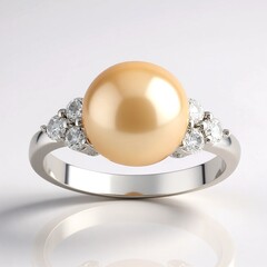 Anello in argento con Perla Ming color Pesca (TPC)