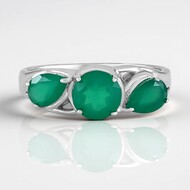 Bague en argent et Agate verte