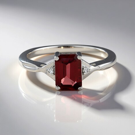 Anello in argento con Granato Mozambico