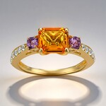 Anello in oro con Zaffiro Arancione Ban Ka Cha