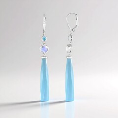 Orecchini in argento con Calcedonio Acqua (KM by Juwelo)