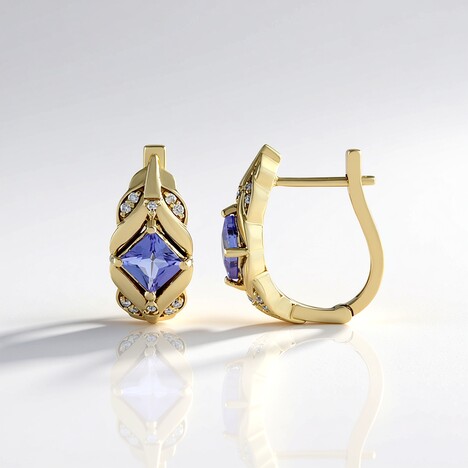 Boucles d'oreilles en or et Tanzanite AAA (de Melo)