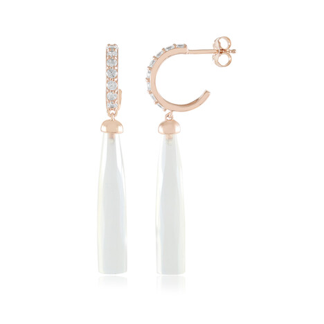 Zilveren oorbellen met Witte Chalcedonen (KM by Juwelo)