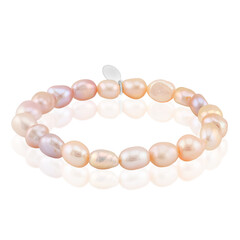 Peach Freshwater Pearl Silver Bracelet (TPC)