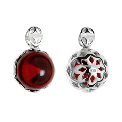 Colgante en plata con Ámbar colombiano rojo