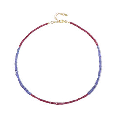 Zilveren halsketting met robijnen