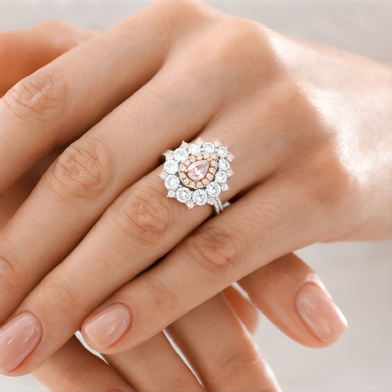 Pinkfarbener I1 Brillant-Goldring (CIRARI)