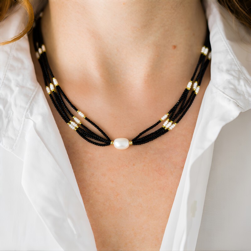 Collar en plata con Perla blanca Freshwater (Riya)