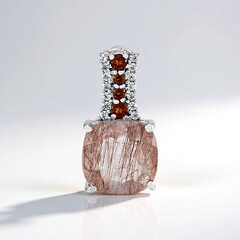 Pendentif en argent et Quartz rutile cuivré
