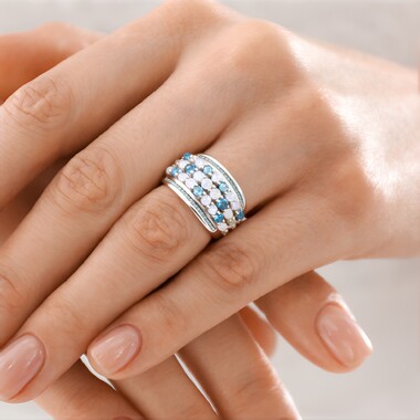 Pierścionek ze złota - Topaz niebieski Swiss Blue (KM by Juwelo)