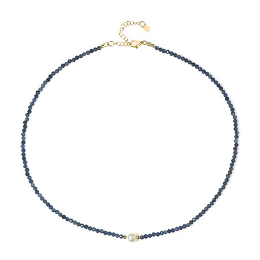 Blauer Madagaskar-Saphir-Silberhalskette (Riya)