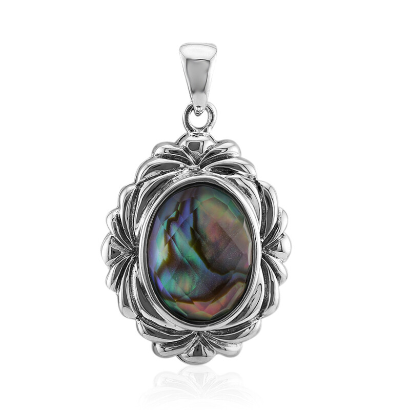 Combinazione Floreale Di Conchiglie Spilla E Ciondolo Abalone Messico Alpaca Argento Modernista - Italia - Foto 2