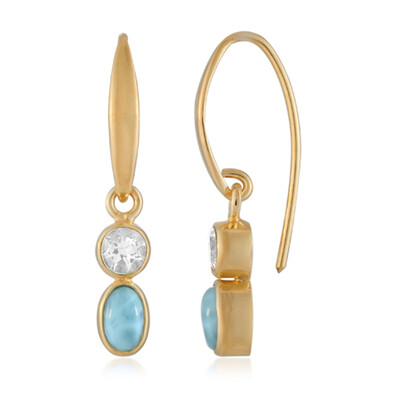 Boucles d'oreilles en argent et Larimar (Bali Barong)